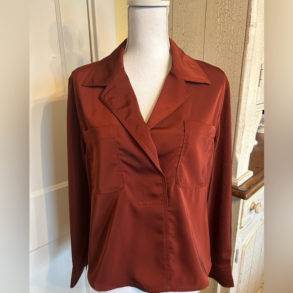 Banana Republic Tops - Banana Republic Deep Red Satin Blouse